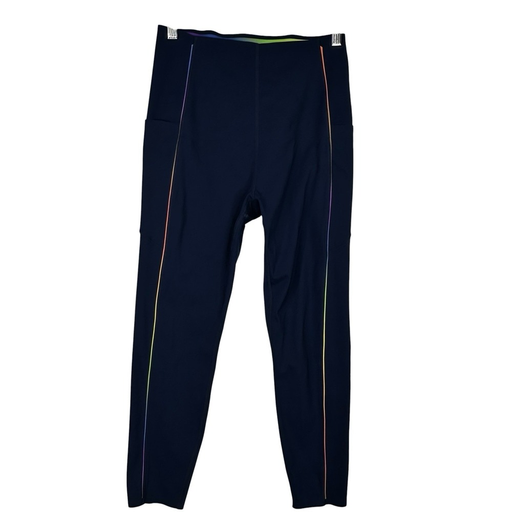 Sweaty Betty Power 7/8 Leggings Navy Rainbow Stripe Pocket Active